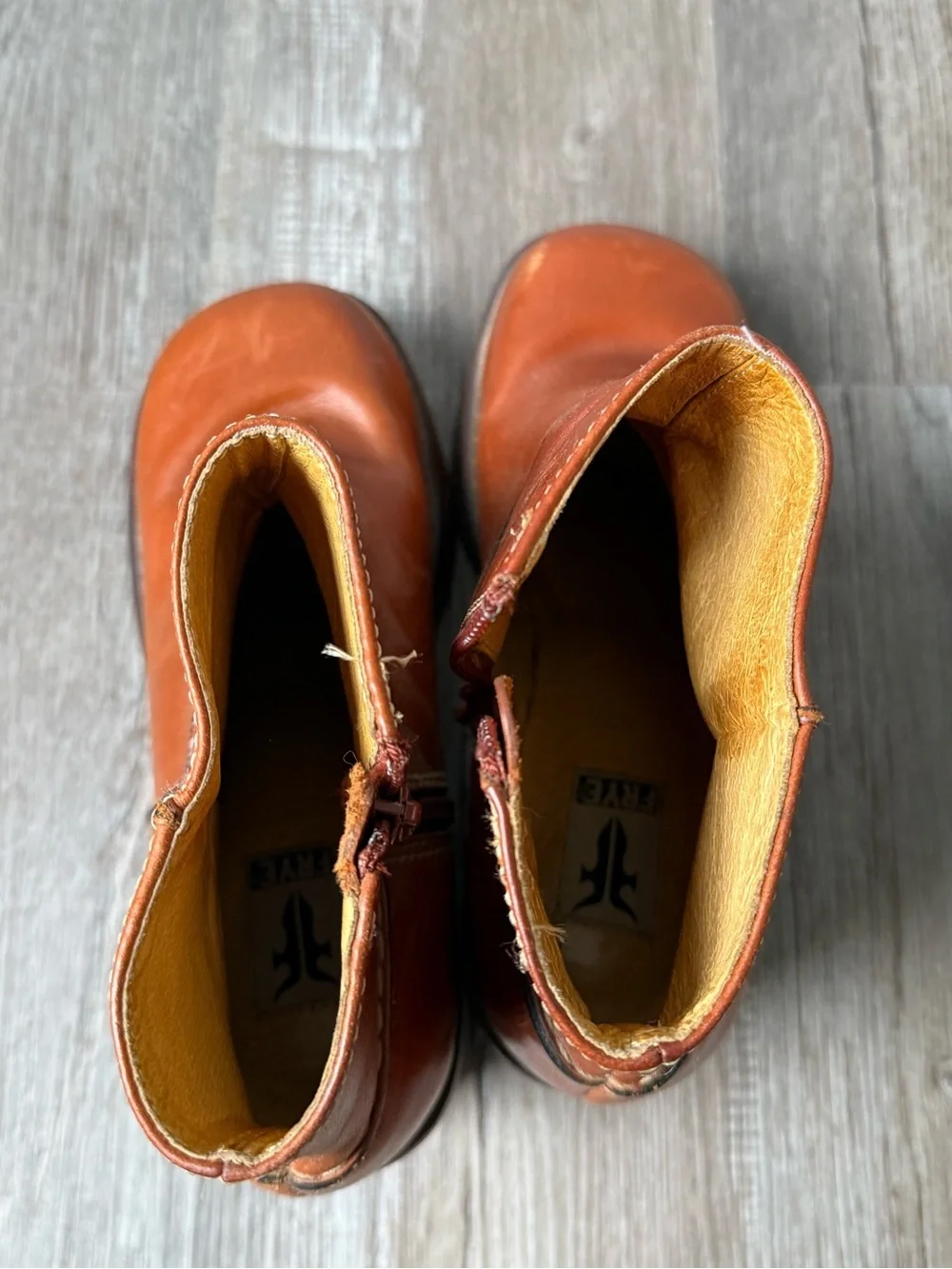 VTG Y2K FRYE Villager Leather Platform Chunky Boots Ankle Boots Brown Size 8